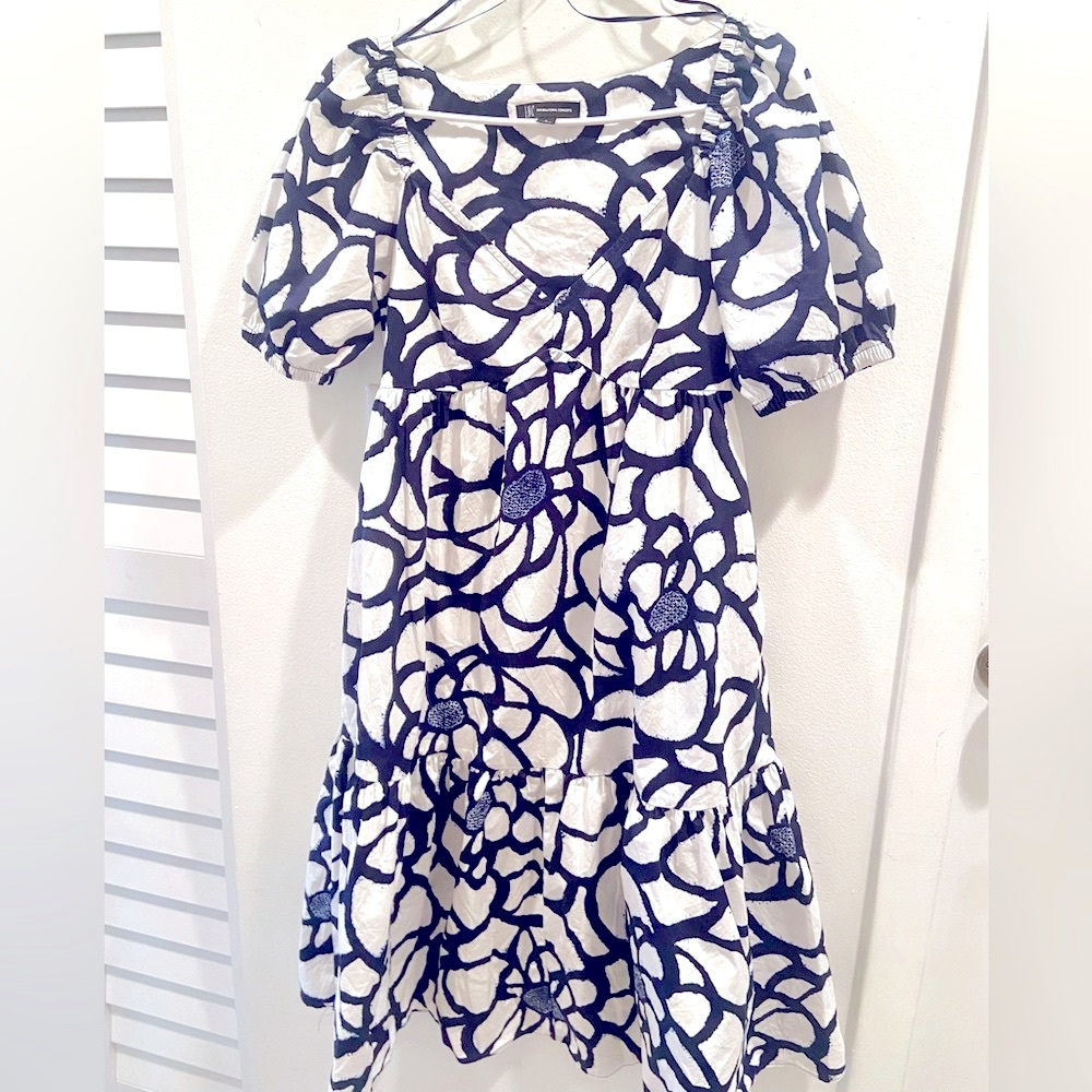 White and Blue MIdi dress